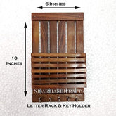 Wooden Sheesham Letter Rack Cum Key Holder 15 x 5 x 25 cm - Decorlay